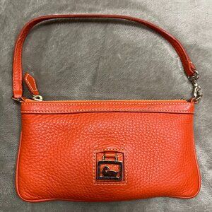 Dooney & Bourke Orange Pebbled Leather Wristlet Purse